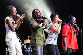 The singers of Jamaica Rocks in performance